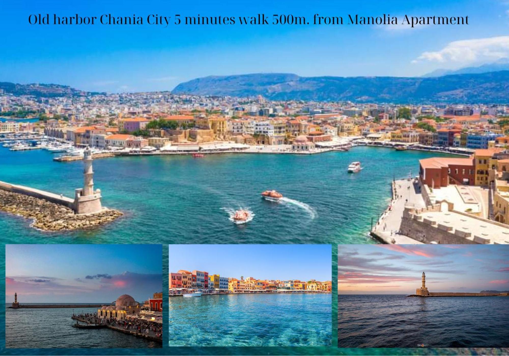 Center Manolia Dream 1 Bedroom Apartment 100M Away From The Beach 干尼亞 外观 照片
